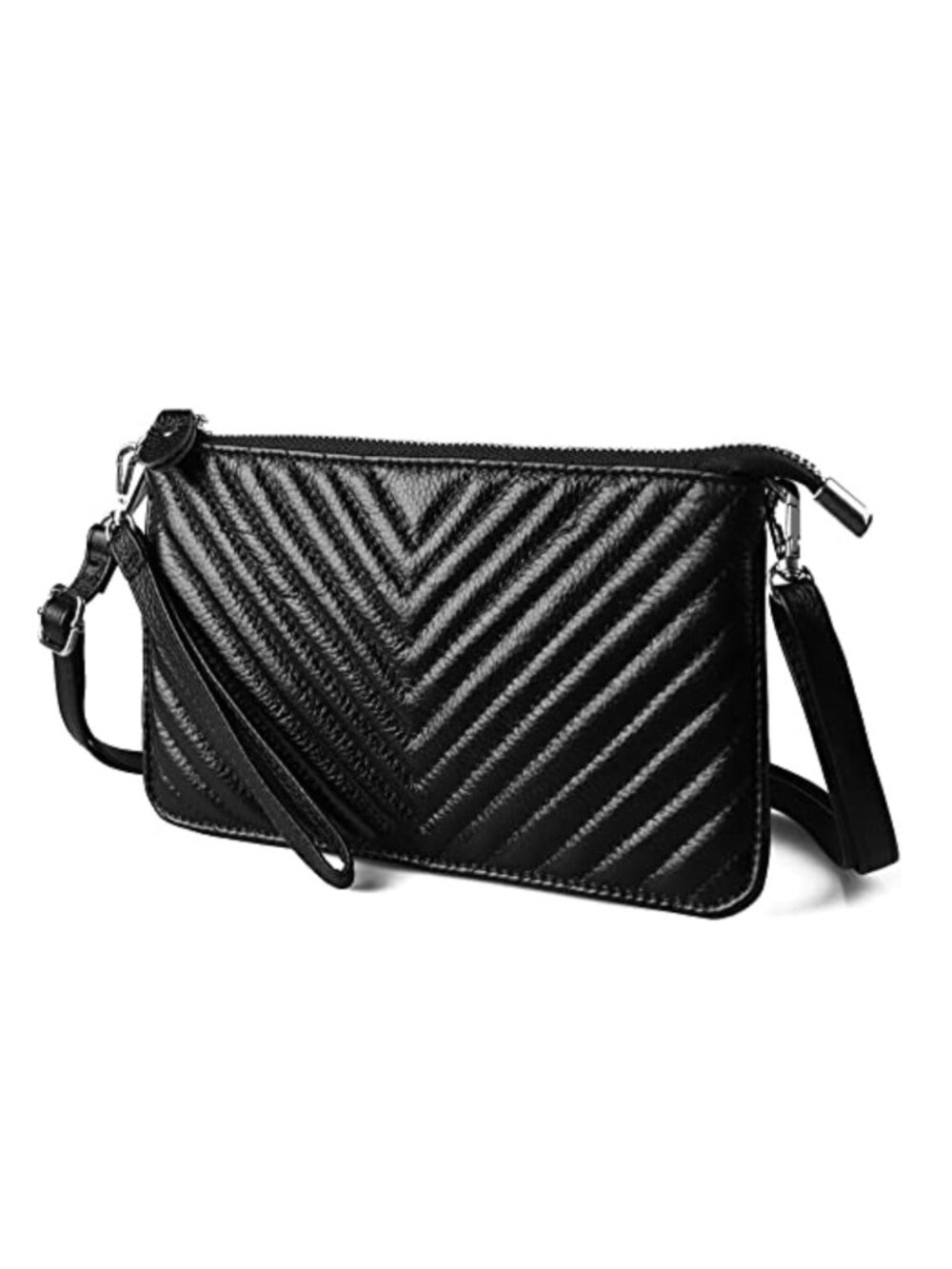 Genuine Leather Wristlet Clutch Crossbody Wallet RFID Blocking